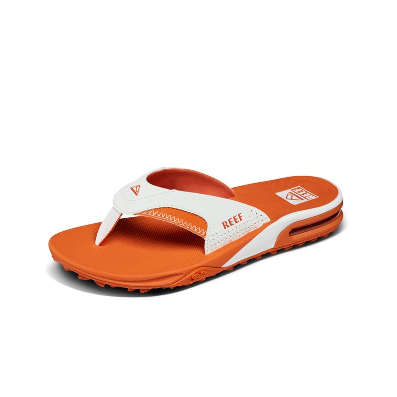 Reef Fanning Pregame Mens Bottle Opener Flip Flop, Arch Support, Durable Outsole, Water Friendly, White/Orange, 10 - Image 1