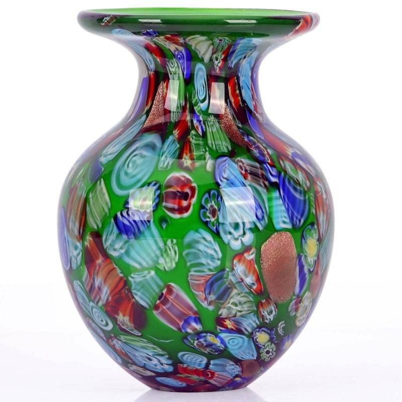 DOVDOV Hand Blown Glass vase, Colorful Glass Decorative vase, Glass Art Green vase for Bookshelf Coffee Table Floor Mantelpiece Entry Table top TV Stand and Dining Table Centerpiece Decorative vase. - Image 1