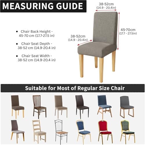 Lukzer 4PC's Dark Grey with Print Stretchable Dining Chair Cover | Universal Fit Removable Washable Slipcover | 140 GSM Polyester Spandex | Elastic Protective Cover for Home & Hotel Chairs (CC-004-04) - Image 3