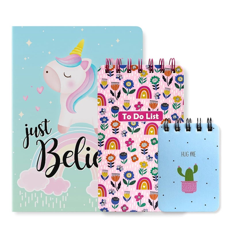 Articious Combo Includes A5 Slim Diary, 1 Mini To Do List, 1 Pocket Pad Combo Pack | 80 GSM | Ruled & Coloured Pages | Easy to Carry | Handy Diary Notebook | Diary for Girls 401_701_301 - Image 1