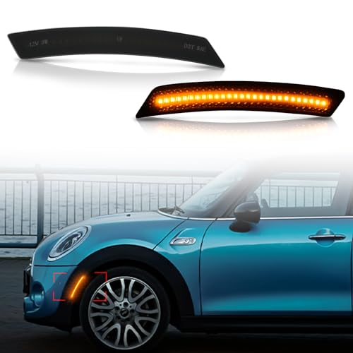 Bestview Side Marker Light Assembly Compatible for MINI Cooper R55 R56 R57 R58 R59 R60 R61 20072015 Amber Front Fender Bumper Lamps Smoked Lens 2PCS - Image 1