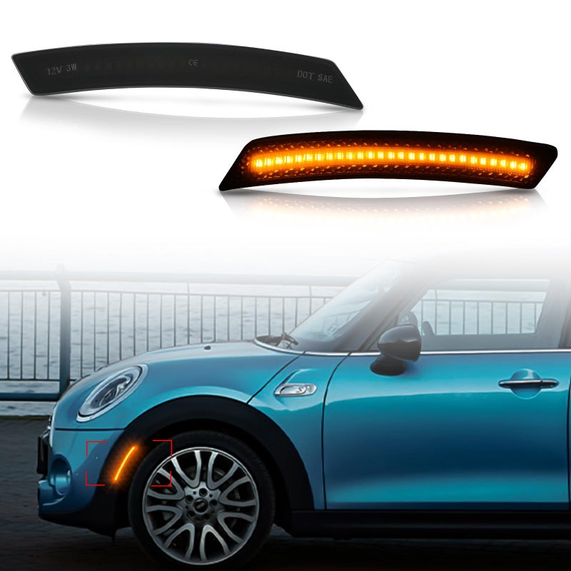 Bestview Side Marker Light Assembly Compatible for MINI Cooper R55 R56 R57 R58 R59 R60 R61 20072015 Amber Front Fender Bumper Lamps Smoked Lens 2PCS - Image 2