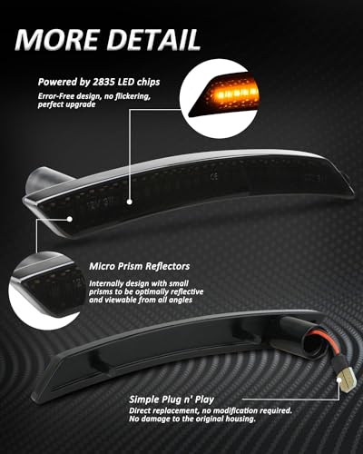 Bestview Side Marker Light Assembly Compatible for MINI Cooper R55 R56 R57 R58 R59 R60 R61 20072015 Amber Front Fender Bumper Lamps Smoked Lens 2PCS - Image 3
