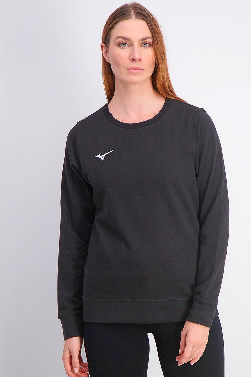 Mizuno Women Terry Crew Sweater, Black - Image 1