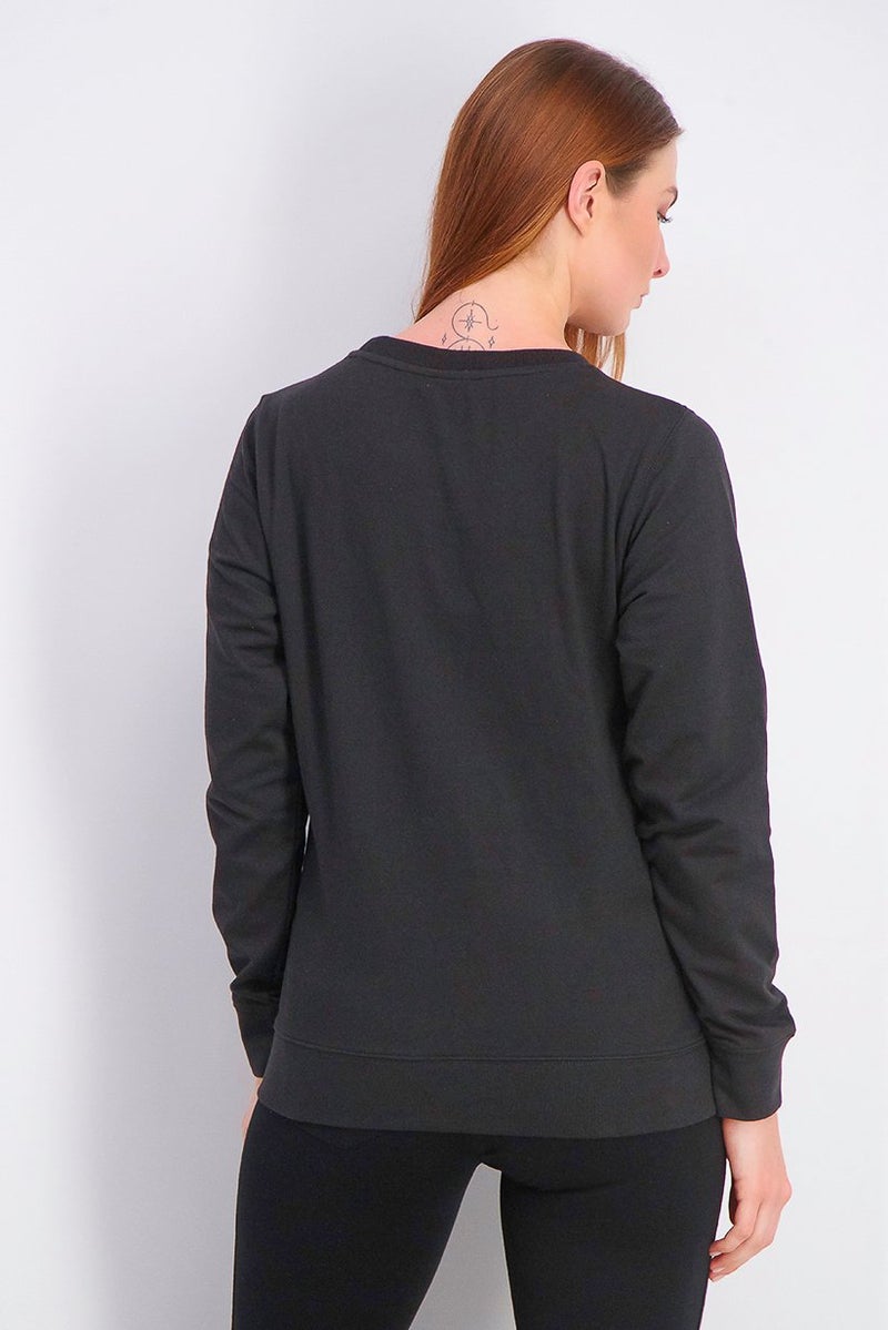 Mizuno Women Terry Crew Sweater, Black - Image 2