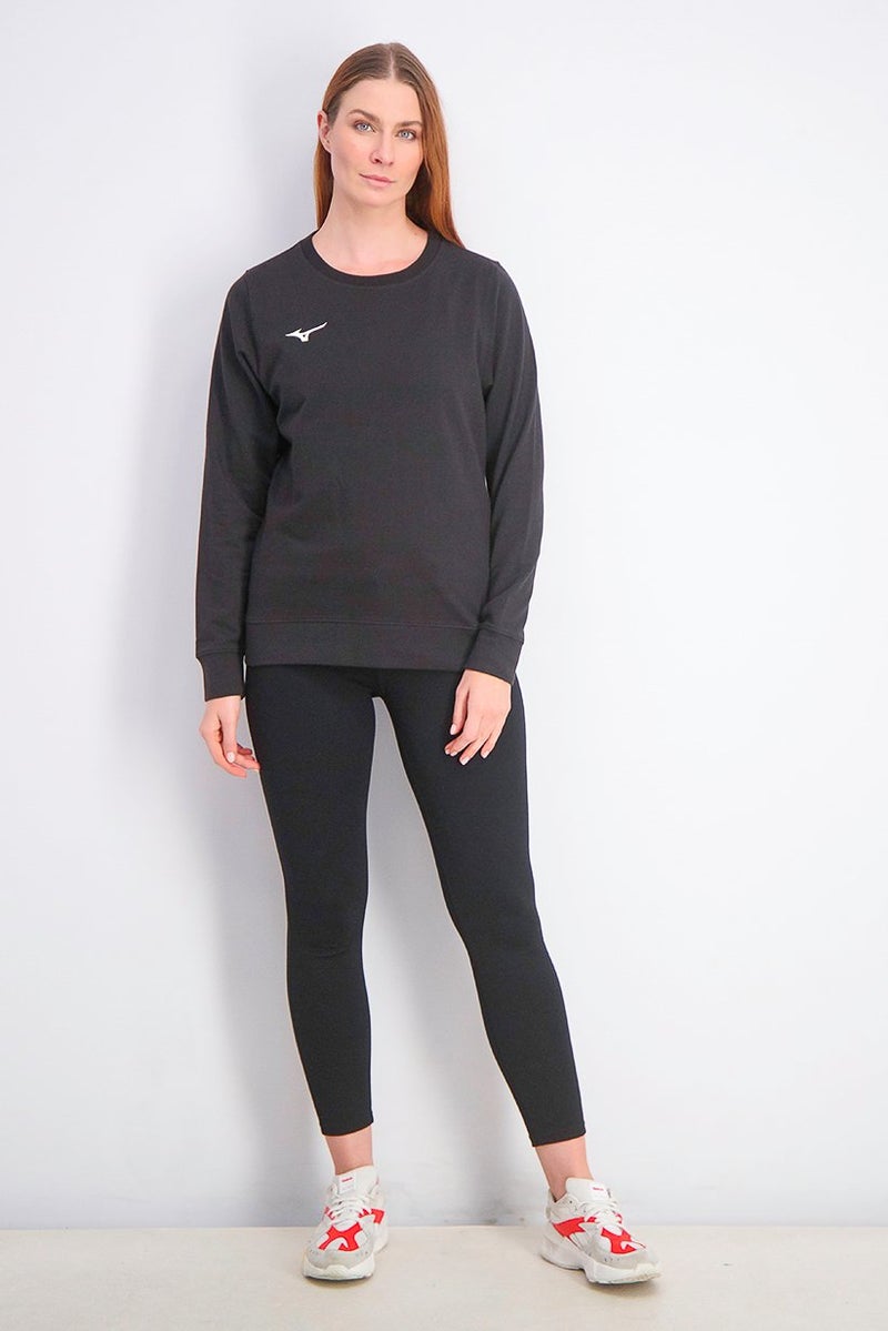 Mizuno Women Terry Crew Sweater, Black - Image 2