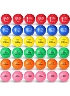 Civaner 60 Pieces Colorful Stress Balls With Inspirational Quotes Small Foam Motivational Toys For Adults And Kids Anger Management Toys Hand Therapy Tension Ball Office Stress Relief Gadgets (Multicolor)  - Image 2