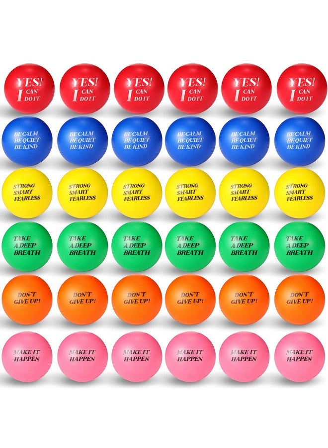 Civaner 60 Pieces Colorful Stress Balls With Inspirational Quotes Small Foam Motivational Toys For Adults And Kids Anger Management Toys Hand Therapy Tension Ball Office Stress Relief Gadgets (Multicolor) - Image 2