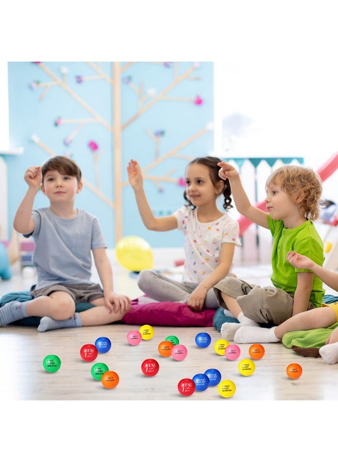 Civaner 60 Pieces Colorful Stress Balls With Inspirational Quotes Small Foam Motivational Toys For Adults And Kids Anger Management Toys Hand Therapy Tension Ball Office Stress Relief Gadgets (Multicolor) - Image 5