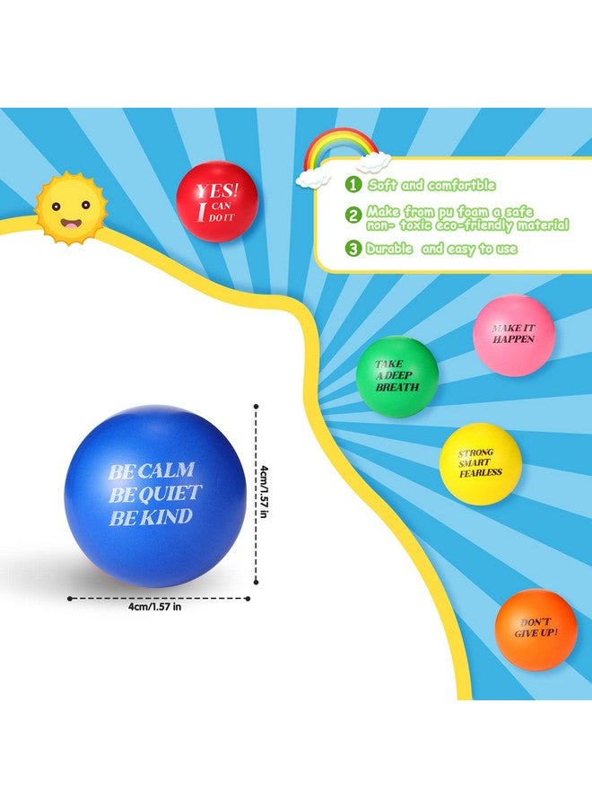 Civaner 60 Pieces Colorful Stress Balls With Inspirational Quotes Small Foam Motivational Toys For Adults And Kids Anger Management Toys Hand Therapy Tension Ball Office Stress Relief Gadgets (Multicolor) - Image 3