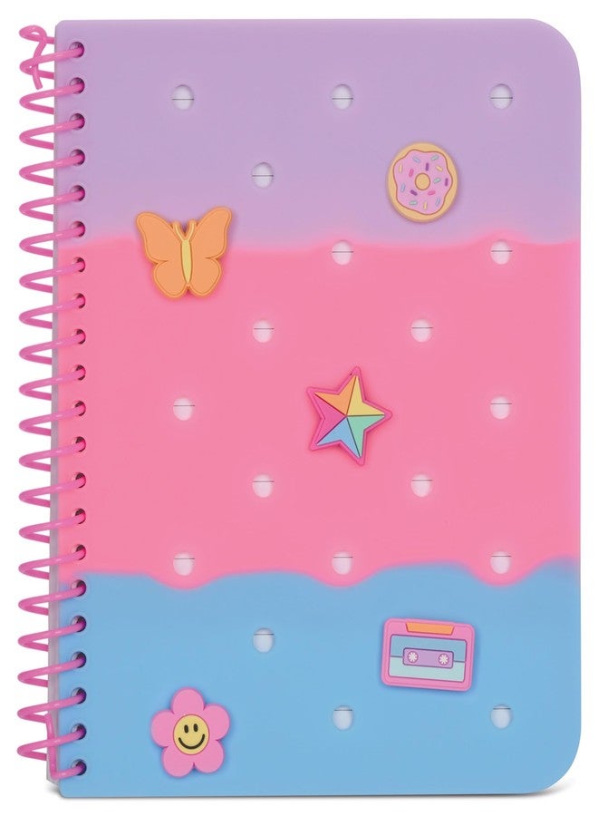 iscream Soft Touch Cover Spiral-Bound Lined Page 7" Charm Journal with 5 Charms - Bubble Gum Sherbert - Image 2