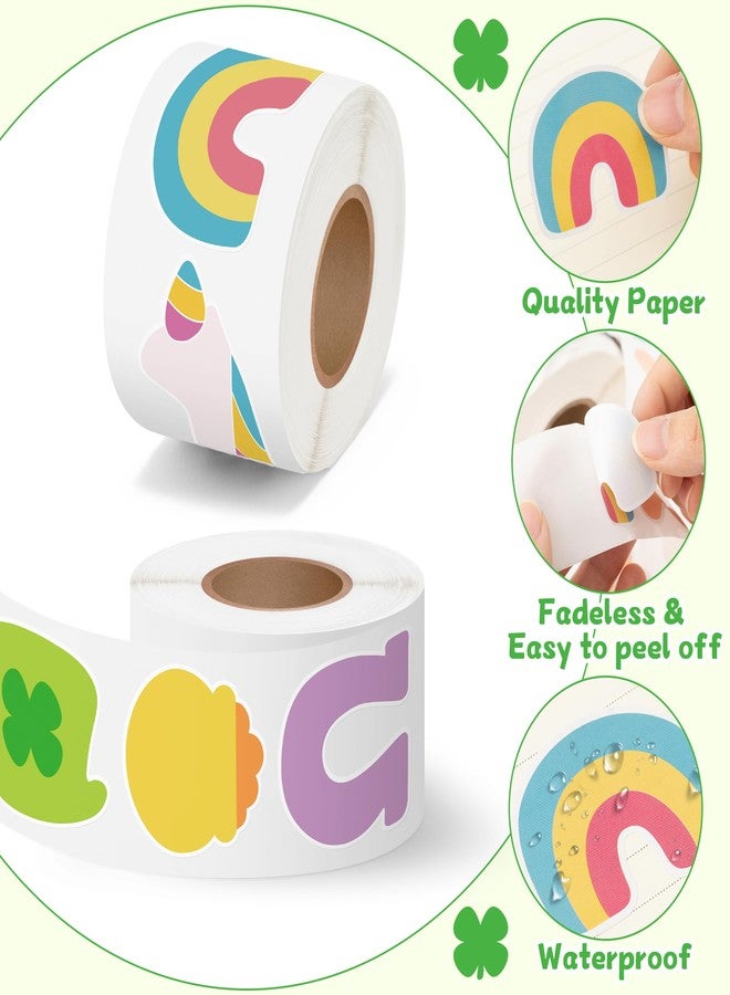 BkeeCten St. Patrick’s Day Sticker Roll - 1000 Pcs St. Patrick’s Day Waterproof Vinyl Reusable Laptop Stickers Coloring Book Scrapbook Water Bottle Page Activity Pad Birthday Party Favors Skateboard - Image 4