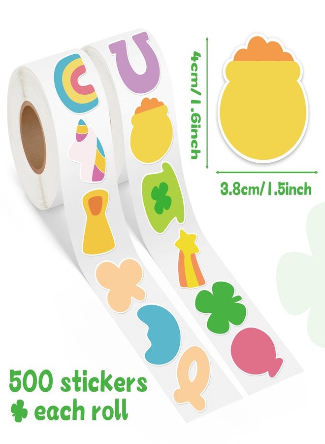 BkeeCten St. Patrick’s Day Sticker Roll - 1000 Pcs St. Patrick’s Day Waterproof Vinyl Reusable Laptop Stickers Coloring Book Scrapbook Water Bottle Page Activity Pad Birthday Party Favors Skateboard - Image 2