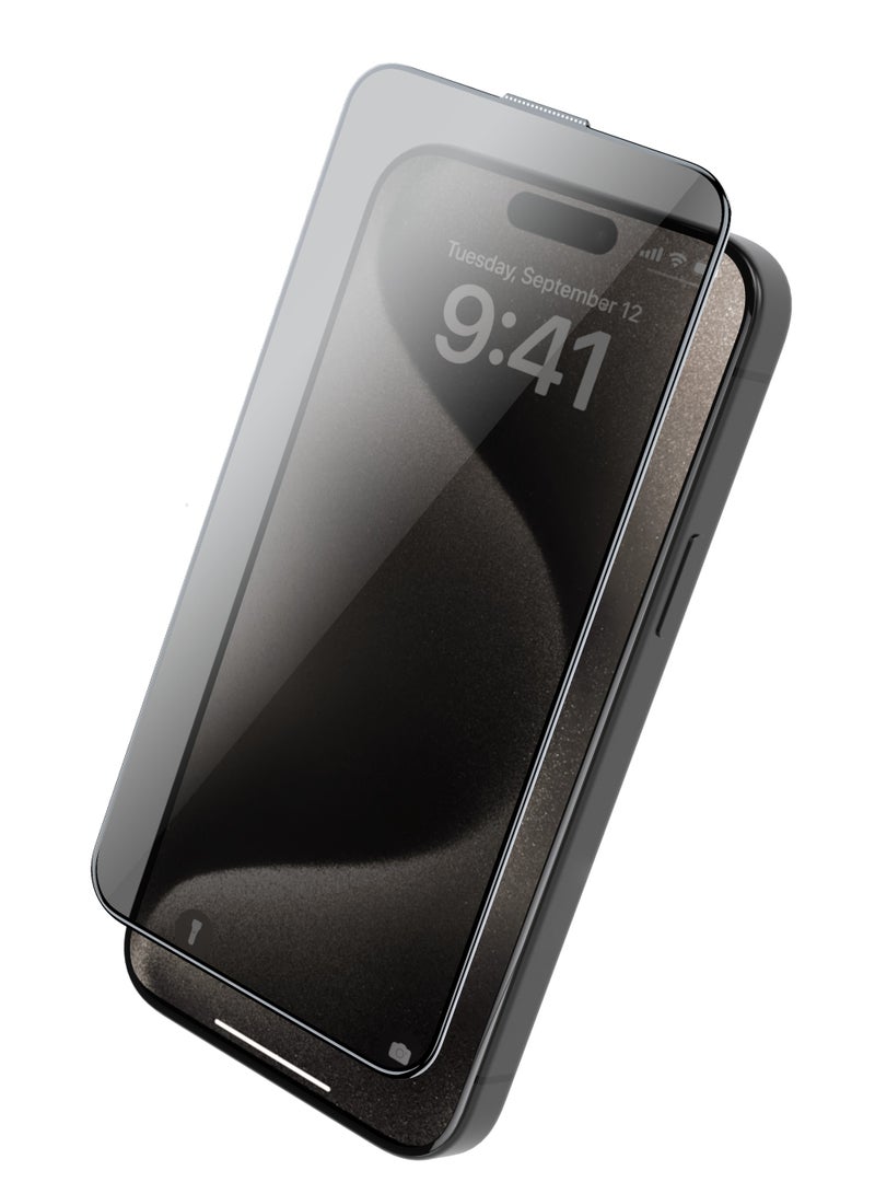 froog iPhone 15 Pro Max Privacy Screen Protector /Anti Fingerprint/ Water Resistant / Scratch Resistant / Tempered Glass Anti-Peeping /Blocked Side Viewing / Full Protection - Black - Image 1