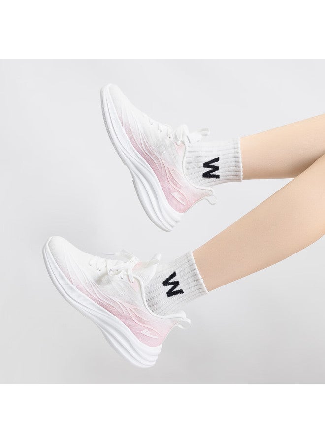 Pull Back Warrior Women's Casual Sports Mesh Shoes Summer Breathable Running Shoes Wxy4114 White Pink 38 - Image 4
