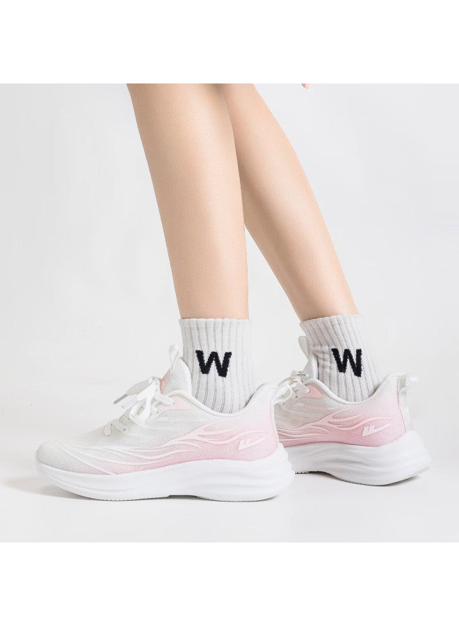 Pull Back Warrior Women's Casual Sports Mesh Shoes Summer Breathable Running Shoes Wxy4114 White Pink 38 - Image 2