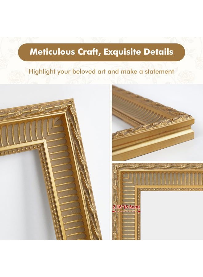 FOLKOR Retro Canvas Frame 16x20 for Handmade Oil Paintings Art Prints, Vintage Gold Ornate Frame for Living Room Bedroom Kitchen Guest Room Hallway Entryway Staircase Decor, No Back & Glass - Image 2