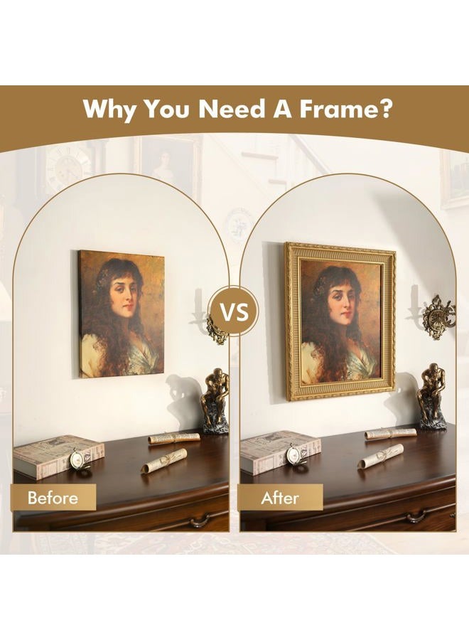 FOLKOR Retro Canvas Frame 16x20 for Handmade Oil Paintings Art Prints, Vintage Gold Ornate Frame for Living Room Bedroom Kitchen Guest Room Hallway Entryway Staircase Decor, No Back & Glass - Image 4