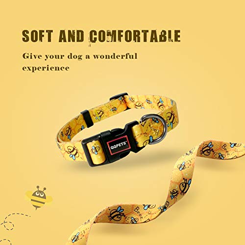 QQPETS Adjustable Soft Dog Collar: Print Flower Pink Multicolor Cute Patterns for XS Small Medium Large Pet Girl Boy Puppy Walking Running Training (M, Yellow Bee) - Image 4
