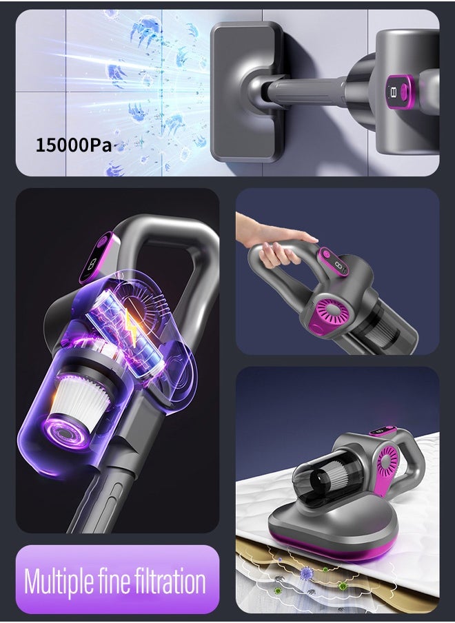 Generic - Cordless Vacuum Cleaner 4 in 1 multifunctional UVC ultraviolet mite removal powerful vacuum cleaner multiple filtration system lightweight deep cleaning（purple） - Image 1