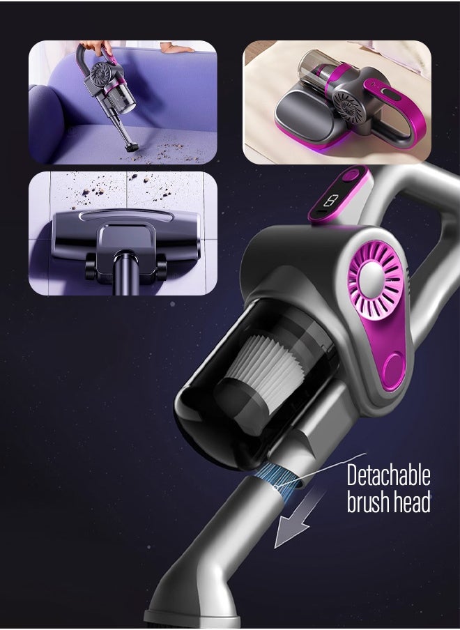 Generic - Cordless Vacuum Cleaner 4 in 1 multifunctional UVC ultraviolet mite removal powerful vacuum cleaner multiple filtration system lightweight deep cleaning（purple） - Image 1