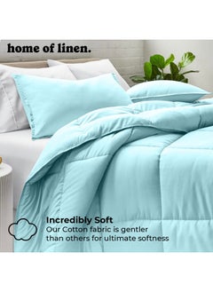 Home of linens Cotton - Plain - Heavy Comforter - 2.8Kgs - Down Alternative Filling - (For Matress 100cm/120cm) - Size (180cm x 240cm) - Pistachio  - Image 2
