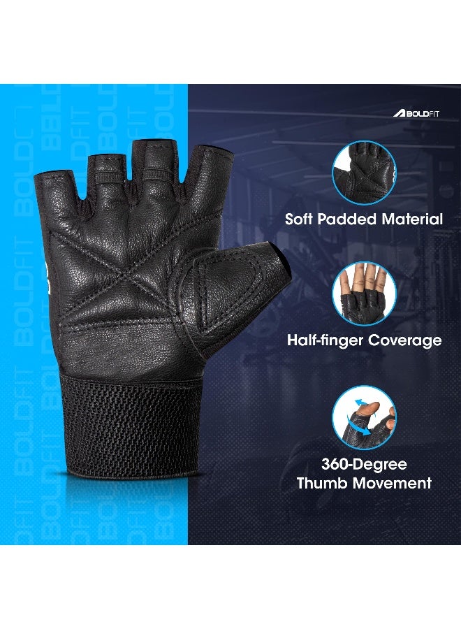 BOLDFIT قفازات جيم قطنية للرجال دعم المعصم قفازات جيم لرفع الأثقال قفازات جيم للنساء ملحقات جيم قابلة للتنفس للرجال قفازات يد للتمرين للنساء، XL، أسود - Image 2
