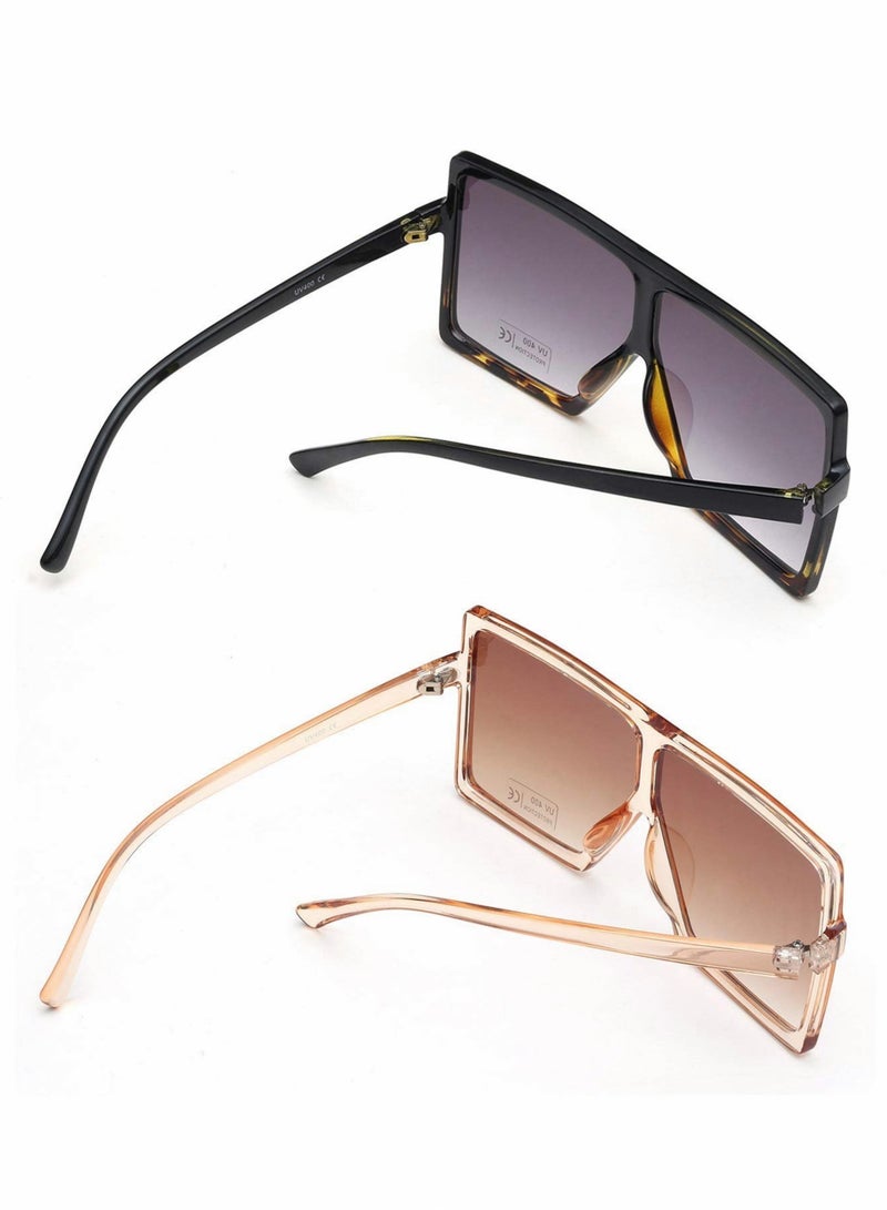 KASTWAVE Sunglasses for Men and Women, Square Oversized Sunglasses, UV Protection Retro Vintage Shades Flat Top Fashion Shades Sunglasses - Image 3