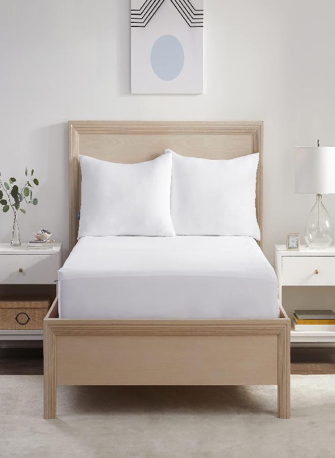 Serta Power Chill Twin Size Waterproof Mattress Cover, Soft and Breathable Cooling Mattress Protector, 15" Elastic Deep Pocket for Secure Fit, White - Image 3