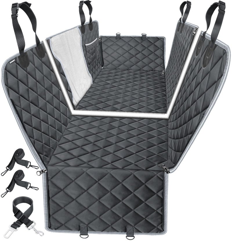 URPOWER 6-in-1 Dog Car Seat Cover for Back Seat, Waterproof Dog Car Hammock with Mesh Window & Side Flap, Pet Backseat Protector for Car, SUV, Truck - Image 1