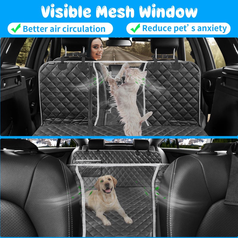 URPOWER 6-in-1 Dog Car Seat Cover for Back Seat, Waterproof Dog Car Hammock with Mesh Window & Side Flap, Pet Backseat Protector for Car, SUV, Truck - Image 4