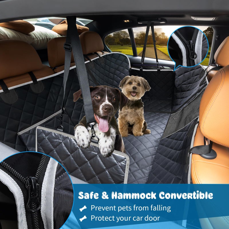 URPOWER 6-in-1 Dog Car Seat Cover for Back Seat, Waterproof Dog Car Hammock with Mesh Window & Side Flap, Pet Backseat Protector for Car, SUV, Truck - Image 3