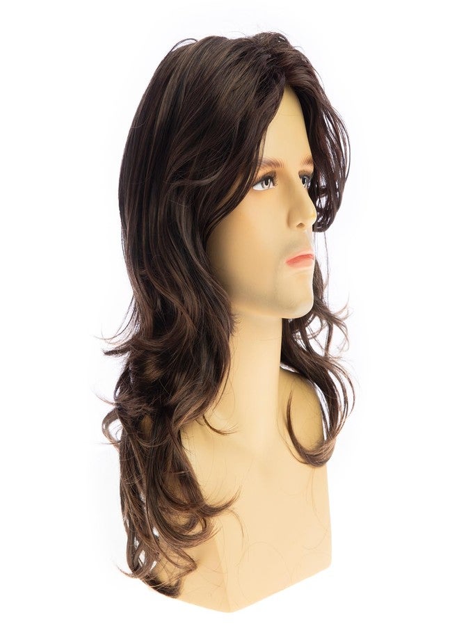Beweig Long Curly Wavy Dark Brown Wigs for Men Synthetic Natural Party Halloween Cosplay Hair Wig - Image 3
