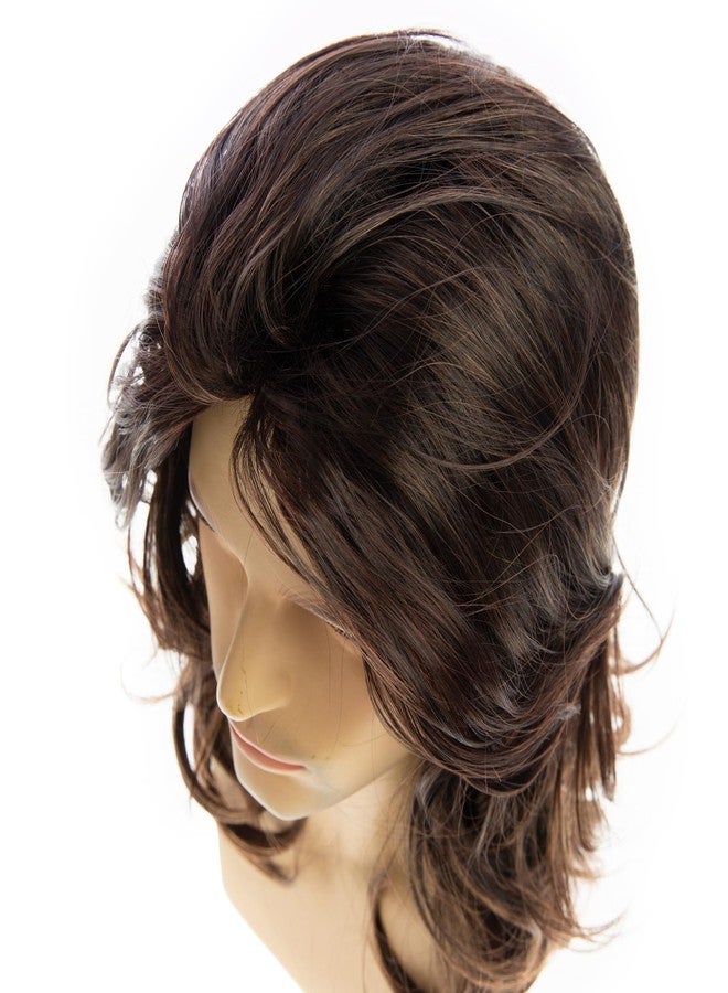 Beweig Long Curly Wavy Dark Brown Wigs for Men Synthetic Natural Party Halloween Cosplay Hair Wig - Image 4