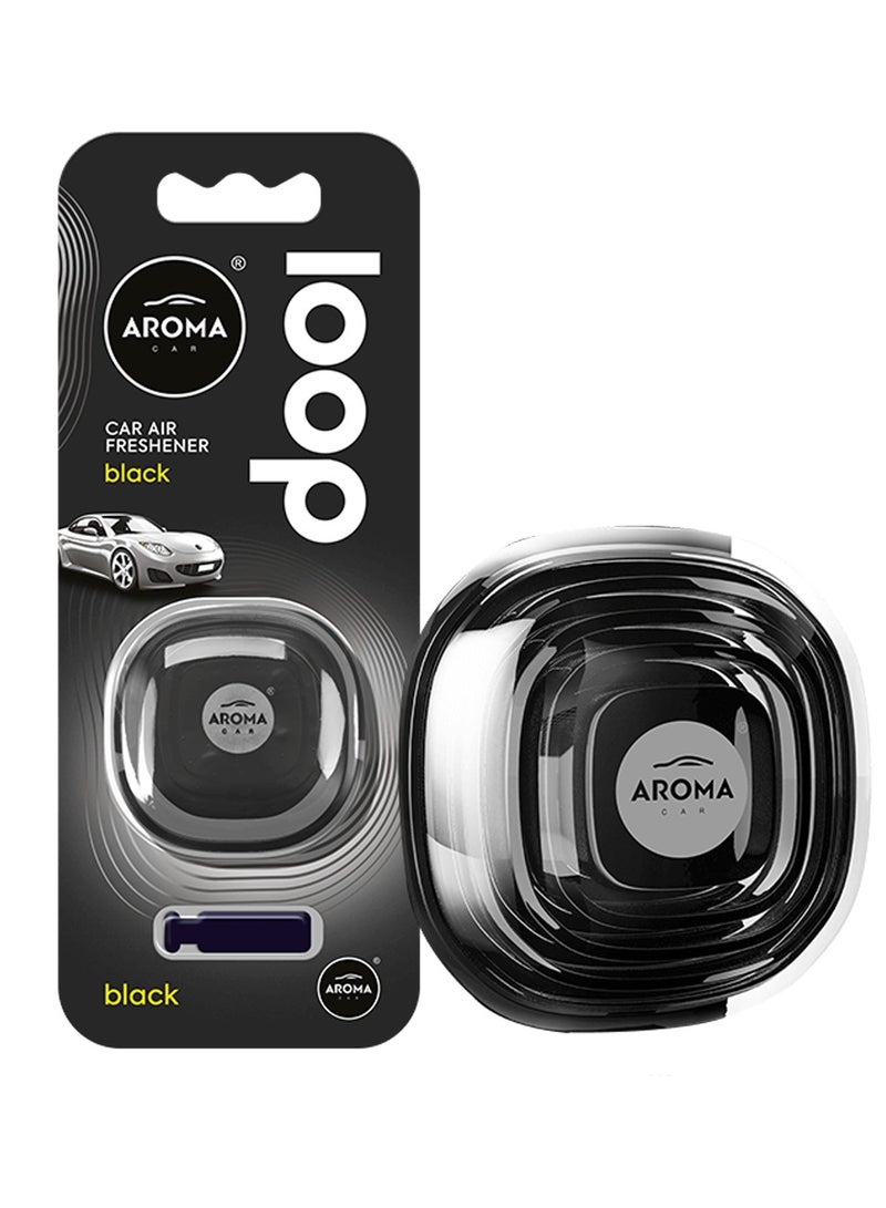 AROMA LOOP Car Air Freshener BLACK Long Lasting, Non-Toxic Gel Fragrance for Car Vent Works with Car Air Flow, Spill Proof, Eco-Friendly - Image 1