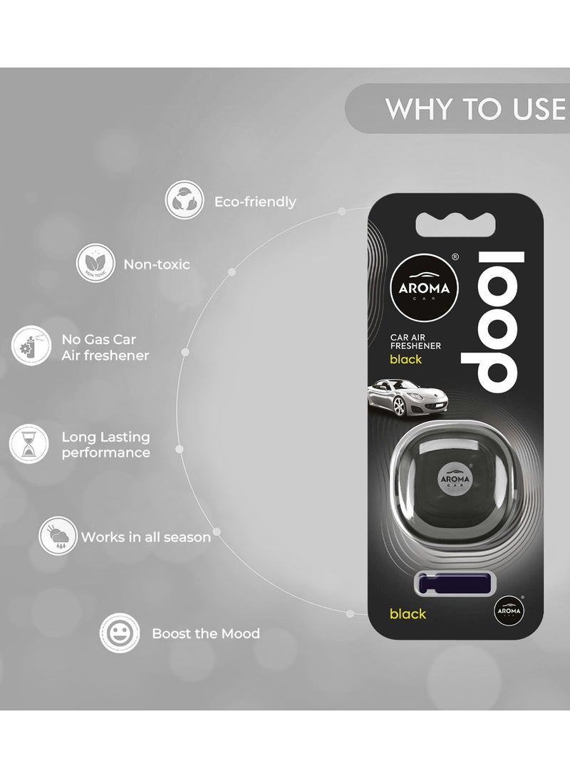 AROMA LOOP Car Air Freshener BLACK Long Lasting, Non-Toxic Gel Fragrance for Car Vent Works with Car Air Flow, Spill Proof, Eco-Friendly - Image 3