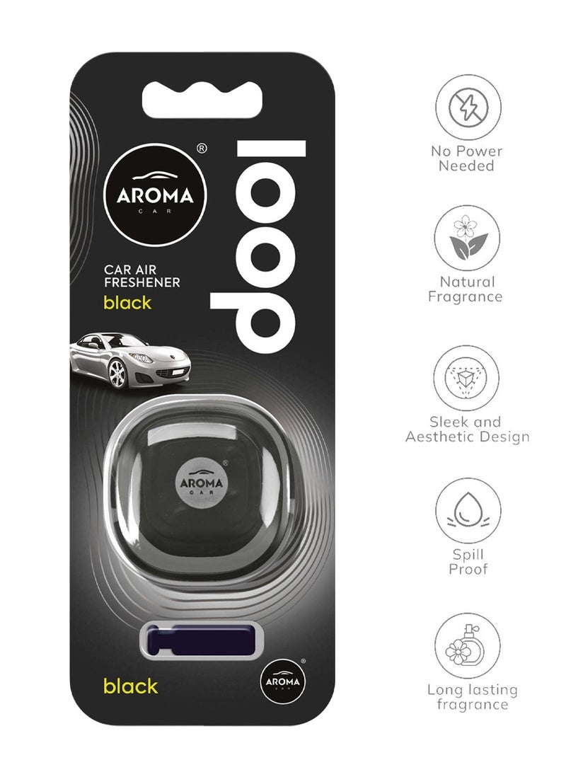 AROMA LOOP Car Air Freshener BLACK Long Lasting, Non-Toxic Gel Fragrance for Car Vent Works with Car Air Flow, Spill Proof, Eco-Friendly - Image 4
