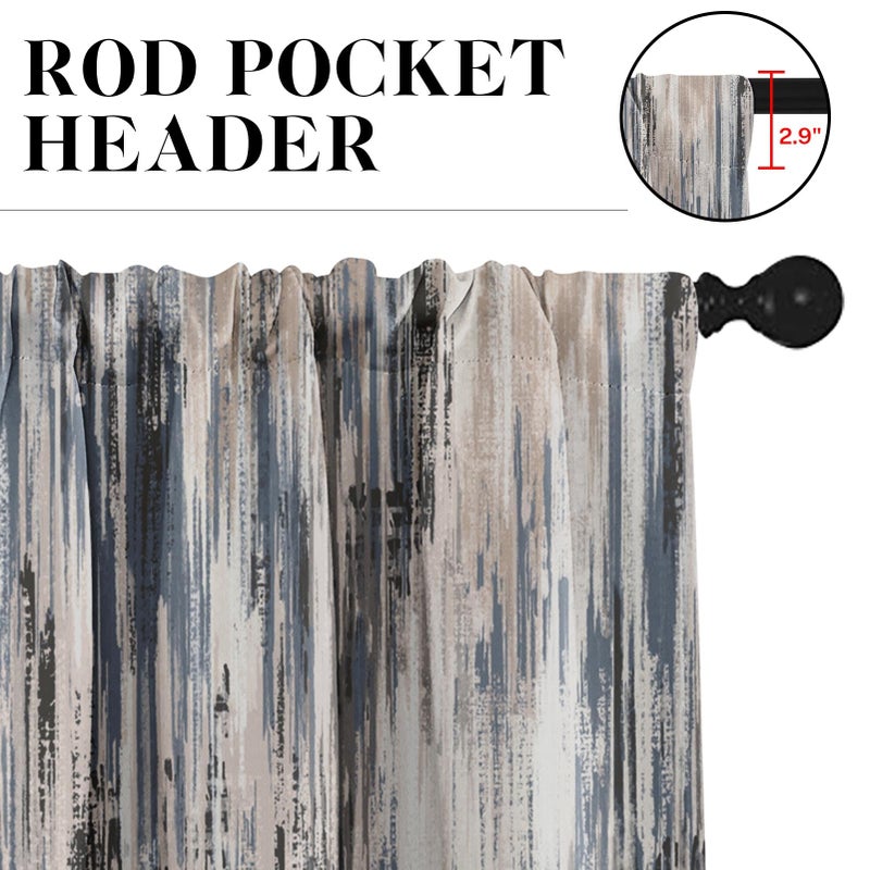 Tayney Grey Brown Kitchen Window Curtains Valance and Tier Set 36 Inch, Abstract Painting Vintage Rod Pocket Short Tier Curtain for Bathroom, Modern Small Cafe Drapes for Kitchen Decor - Image 3