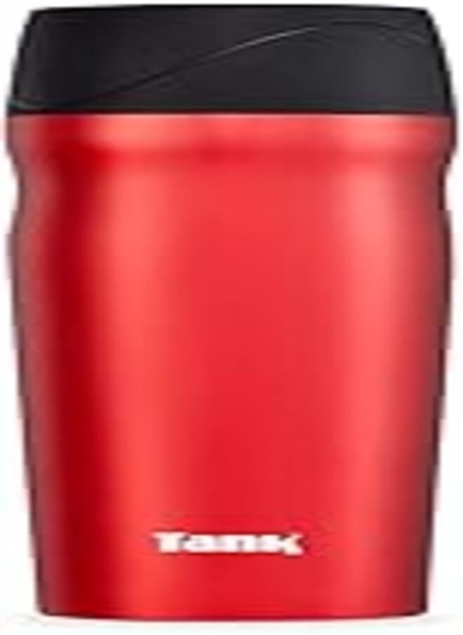 TANK Tank Stainless Steel Tumbler 450mL, 360° Push Button Lid, Up to 6HRs Hot, Red 