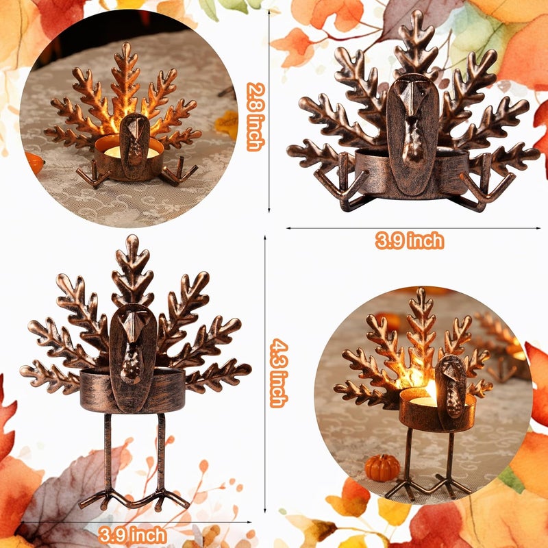SAND MINE Metal Turkey Tea Light Candle Holders, Thanksgiving Candle Holder, Turkey Candle Holder, Metal Candle Holder, Thanksgiving Home Table Decoration (12) - Image 2