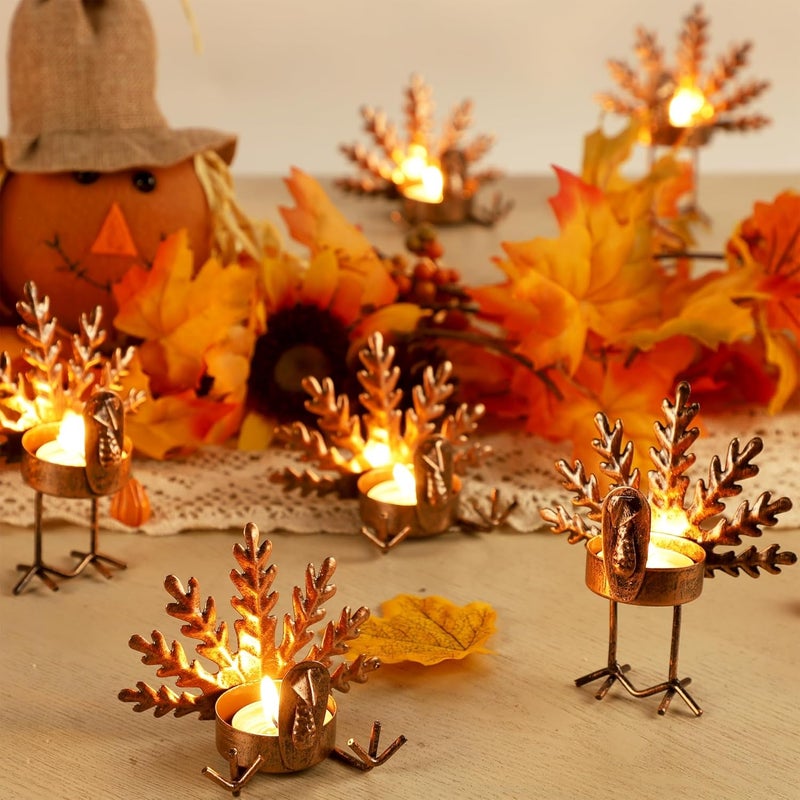 SAND MINE Metal Turkey Tea Light Candle Holders, Thanksgiving Candle Holder, Turkey Candle Holder, Metal Candle Holder, Thanksgiving Home Table Decoration (12) - Image 5