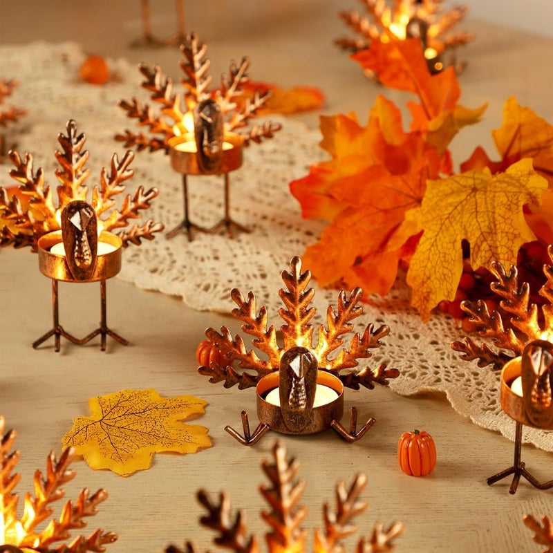 SAND MINE Metal Turkey Tea Light Candle Holders, Thanksgiving Candle Holder, Turkey Candle Holder, Metal Candle Holder, Thanksgiving Home Table Decoration (12) - Image 3