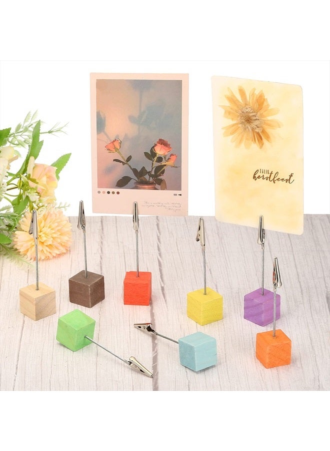 PATIKIL Place Card Holder, 5 Pack Memo Clip Holder Stand with Alligator Clasp Table Number Holders Wooden Base for Pictures Note Card Paper, Brown - Image 5