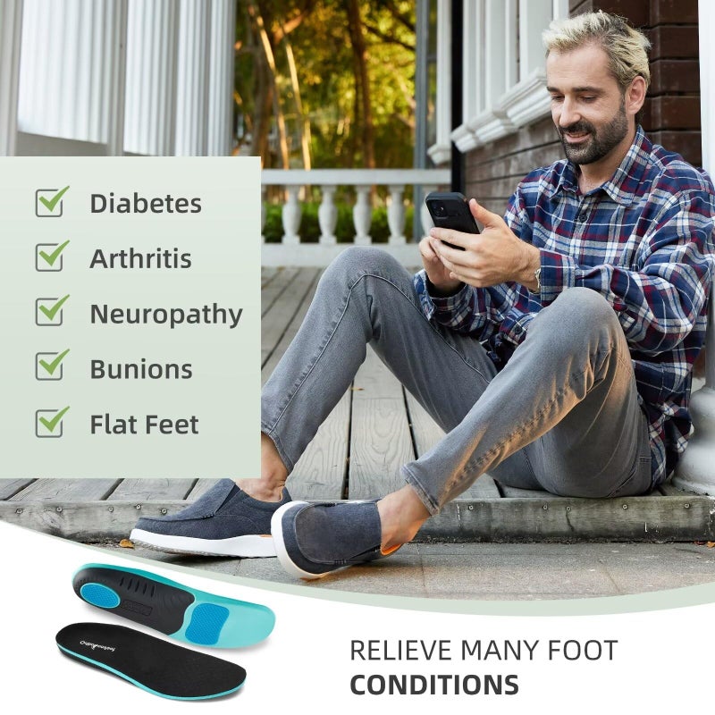 OrthoComfoot Men's Orthopedic Comfortable Slip-On, Flat Feet Plantar Fasciitis Supportive Sneakers for Walking, Flat Outdoor Driving Sneakers Denim Size 12 - Image 4