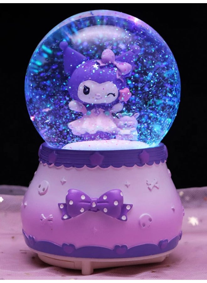 # Kulomi Crystal Ball Music Box Girls Children Birthday Gift Net Red Little Beaver Snow Music Box Pendulum-Color:Sweet Flower House Pink [music + Lanterns + Automatic Snow Large - Image 2