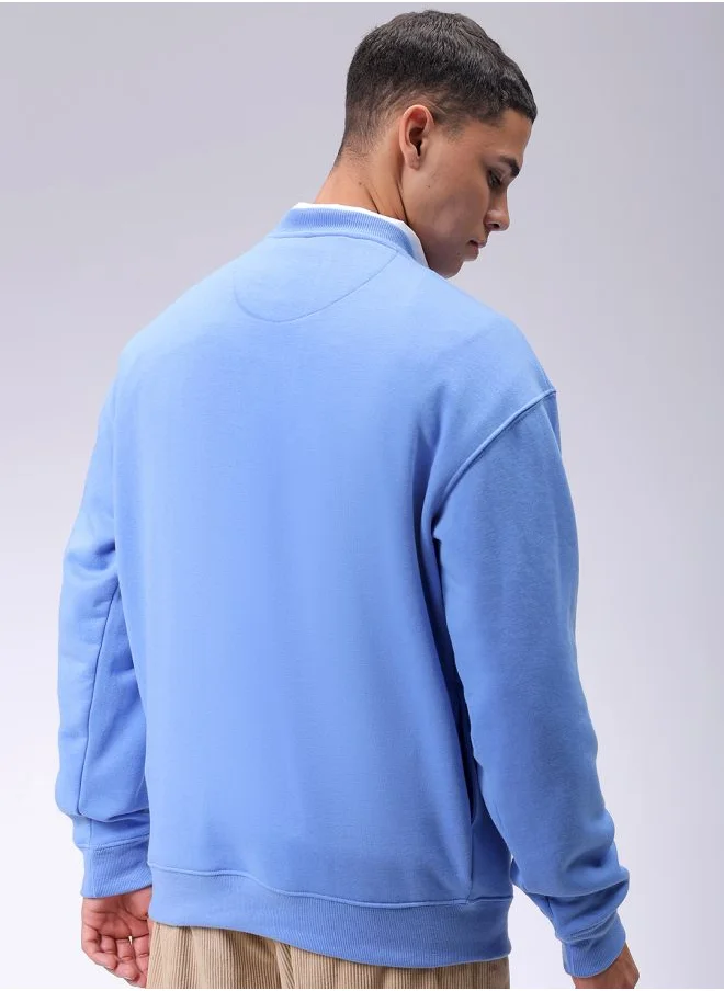 شركة المرآب الهندية Men Oversized Solid Crew Neck Overhead Sweatshirt