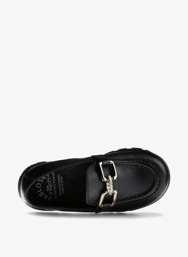 بابلوسكي أحذية مدرسية بناتي جلد سهلة الارتداء مزينة