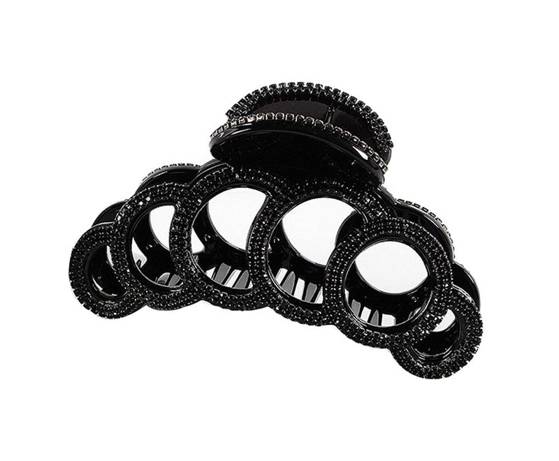Fodattm Large Elegant Fancy Rhinestones Hair Claw Clips Hair Clamp Crystal Jaw Clips Hairpins for Women Lady Black
