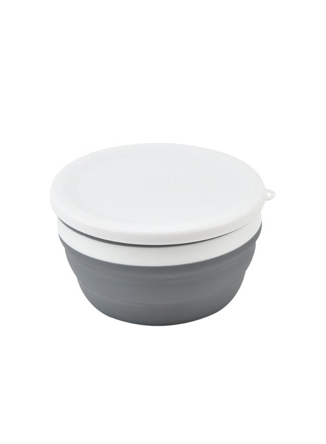Wholesale Silicone Portable Folding Bowl Three-piece Travel Compression Lunch Box Folding Water Cup Tableware Lunch Supplies-Specifications:Nordic Gray  - Image 1