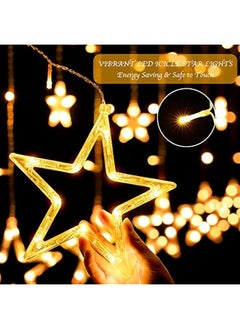 Arabest Bedroom Star Curtain Lights - 9ft 138 LED Fairy Twinkle String with 12 Drops, Remote Control 8 Modes Indoor Xmas Ramadan Decoration, Warm White  - Image 2
